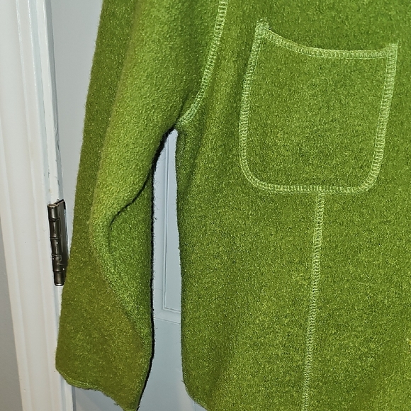VINTAGE Lisa International Olive Green Women's Jacket Coat 100% Wool Medium - Picture 4 of 6
